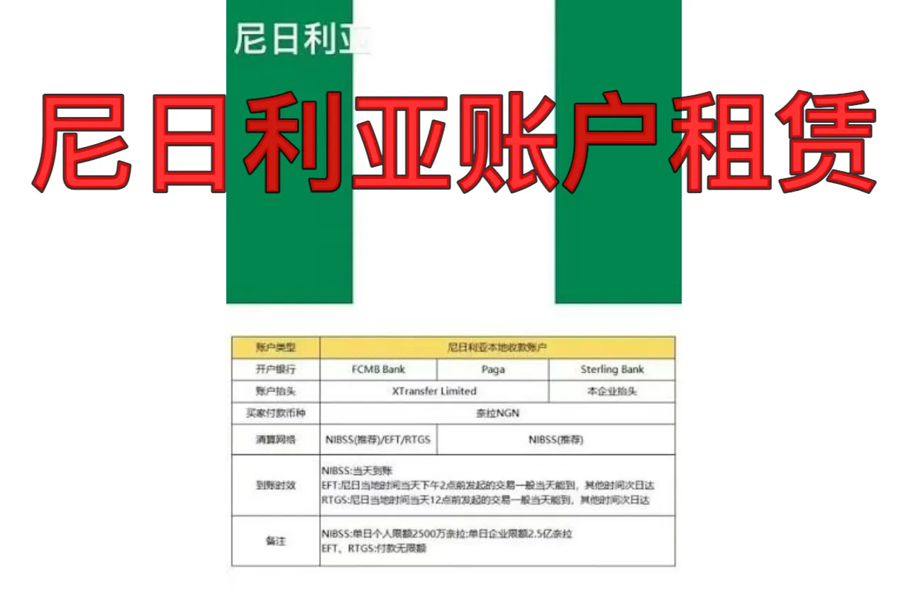 尼日利亚账户租赁